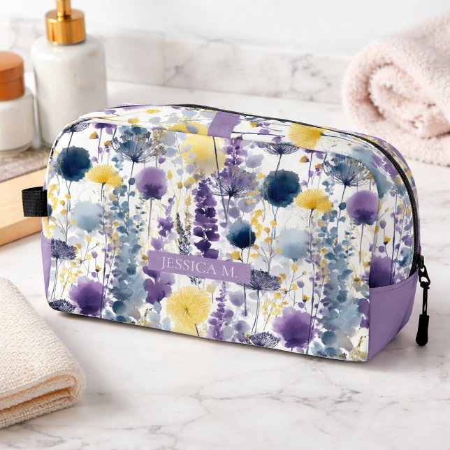 Neceser Lavender Wildflowers Floral Personalized  (Elevate your travel essentials with the Lavender Wildflowers Floral Dopp Kit)