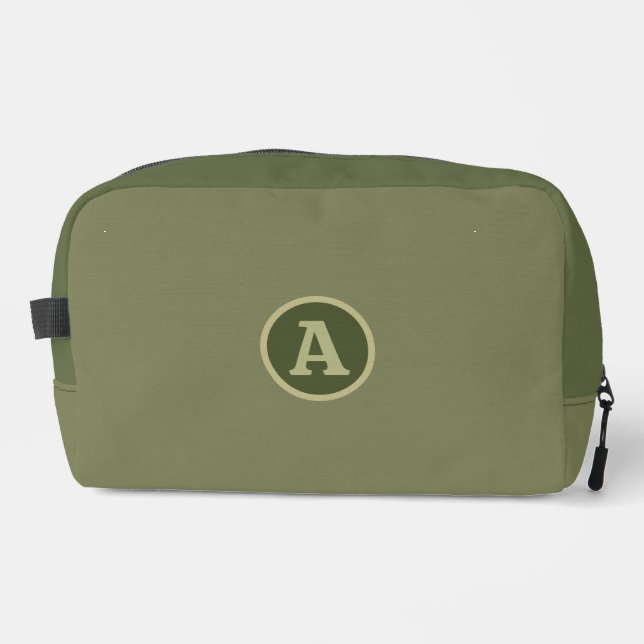 Neceser Letra personalizada de verde militar liso de moda. (Anverso)