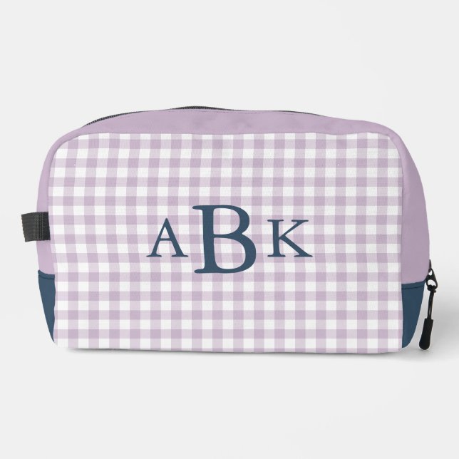 Neceser Lila Morado Gingham Monogramado (Anverso)