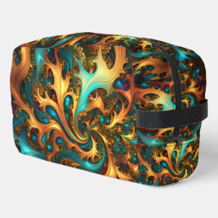 Neceser Llamas de Color: Danza Fractal Azul Verdoso, Dorad