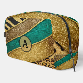 Neceser Luxury Emerald & Gold Safari Leopard Zebra Glitter