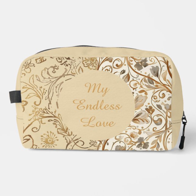 Neceser Luxury,Valentine's Day,Lovely Gold Flowers Pattern (Anverso)