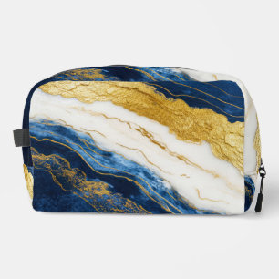 Neceser Marble de hojas de oro y azul de la marina de lujo
