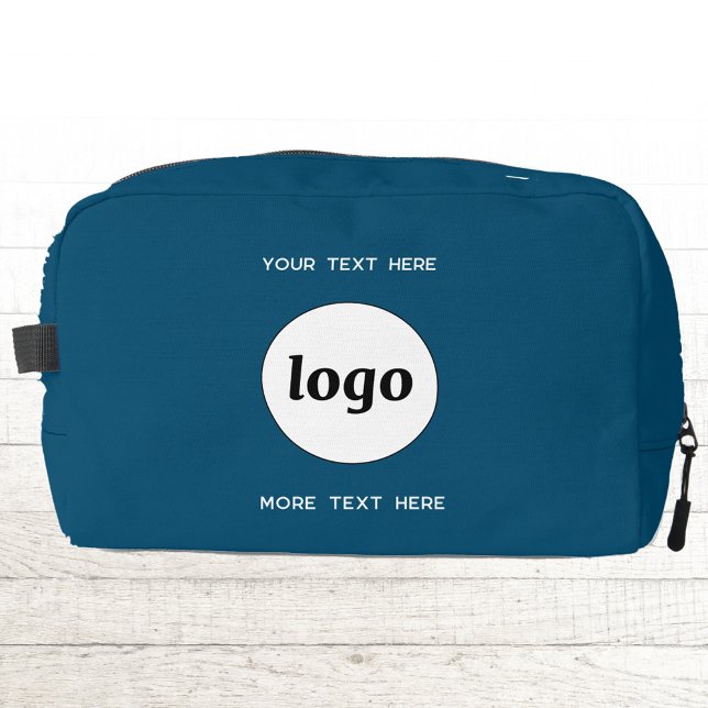 Neceser Marca promocional de marca promocional de texto de (Simple logo with custom text business branding promotional teal green DOPP kit zip bag)