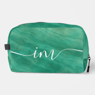 Neceser Mármol Resumen Verde con Iniciales Personalizados 