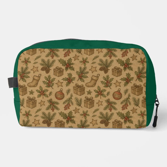 Neceser Medias con estampado navideño rústico y vintage (Anverso)