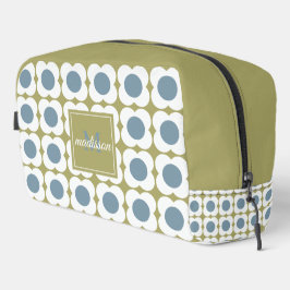 Neceser Mid--century floral - Sage Green & Blue flowers