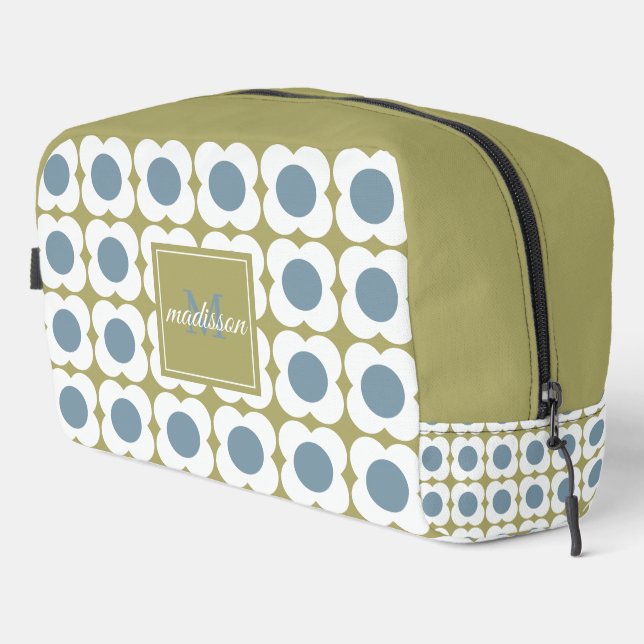 Neceser Mid--century floral - Sage Green & Blue flowers (Esquina derecha)