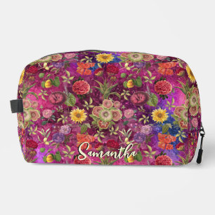 Neceser Moda flores moradas rosadas monograma estampado fl