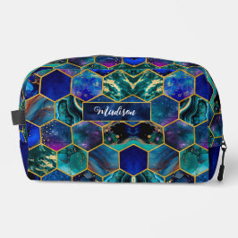 Neceser Moda girly faux Purpurina Turquoise azul geométric