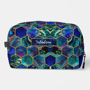 Neceser Moda girly faux Purpurina Turquoise azul geométric