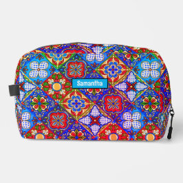 Neceser Moda talavera mexicana azulejos púrpura azul monog