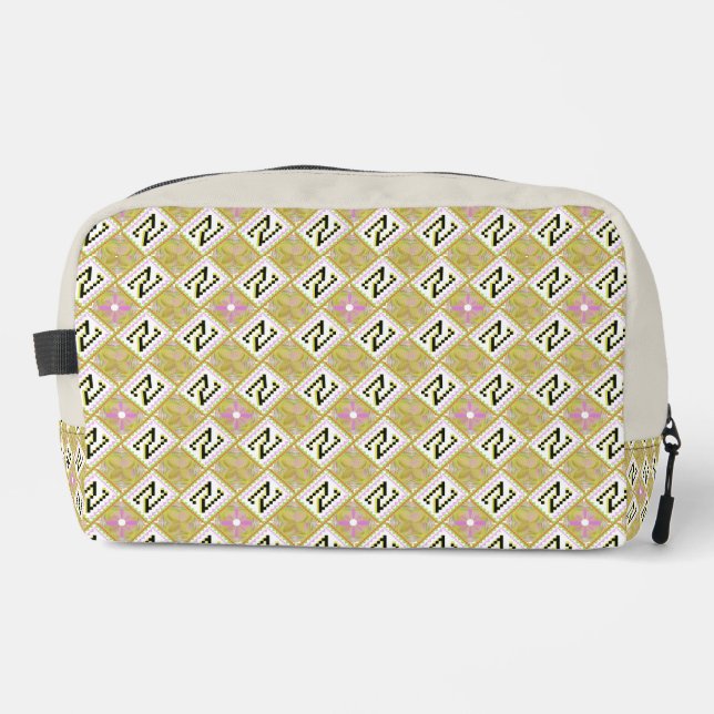Neceser Modern Olive & Magenta Geometric Tribal Pattern (Anverso)
