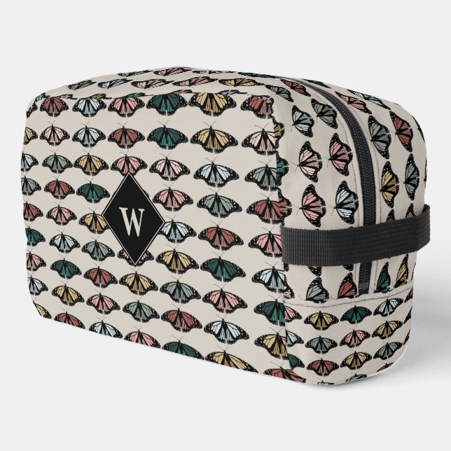 Neceser Modernas mariposas neutras Monograma patrón jardín (Esquina izquierda)