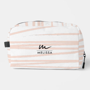 Neceser Moderno Monograma Rubor Líneas rosas Resumen Arte