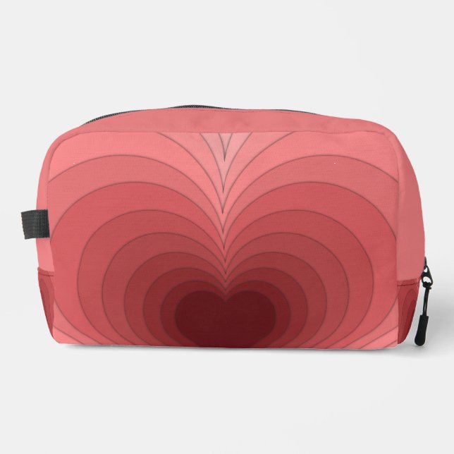 Neceser Moderno Retro Rojo Rosado Imprimir Corazón Cortar  (Anverso)