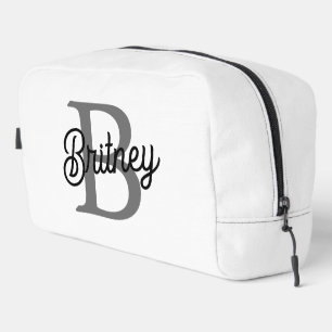 Neceser Moderno y elegante nombre de monograma guión gris 