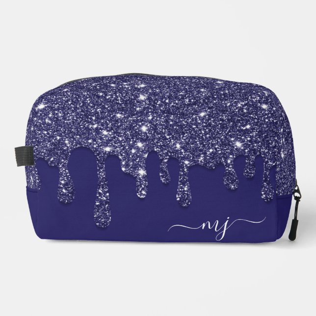 Neceser Moderno y elegante Purpurina azul de la Marina (Anverso)