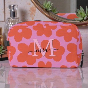 Neceser Monograma Brillante Floral Retro Rosa Naranja