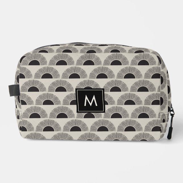 Neceser Monograma de arte moderno con atardecer negro y be (Anverso)