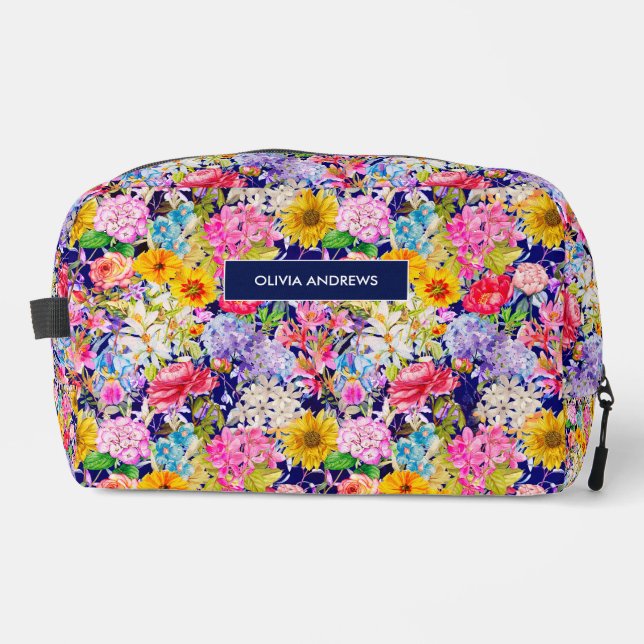 Neceser Monograma de estampado floral elegante amarillo pá (Anverso)