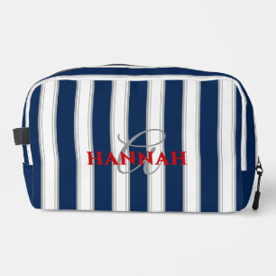 Neceser Monograma de franja de cabana en azul marino