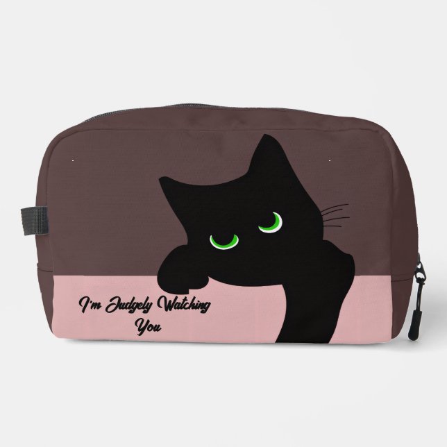 Neceser Monograma de gato negro curioso de moda (Anverso)