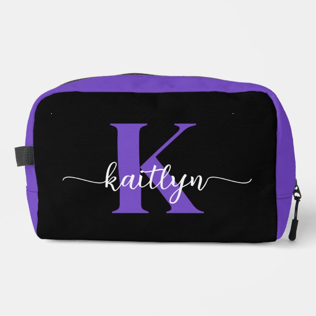Neceser Monograma de guión negro morado (Anverso)