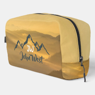 Neceser Monograma de montañas personalizables de amanecer 