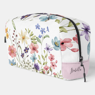 Neceser Monograma de nombre de acuarela de flores silvestr
