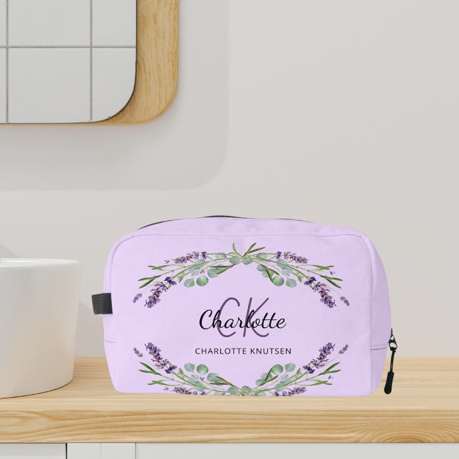 Neceser Monograma de nombre de flores violeta de lavanda (Subido por el creador)