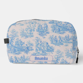 Neceser Monograma de tela azul turquesa vintage