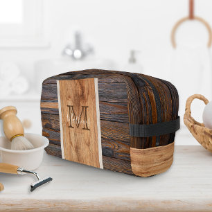 Neceser Monograma de tono de madera rústica