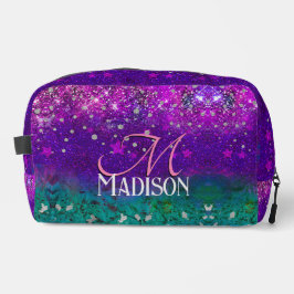 Neceser Monograma del purpurina púrpura azul puro