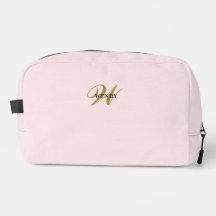 Monograma femenino elegante de rosa claro y dorado