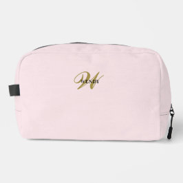 Neceser Monograma femenino elegante de rosa claro y dorado