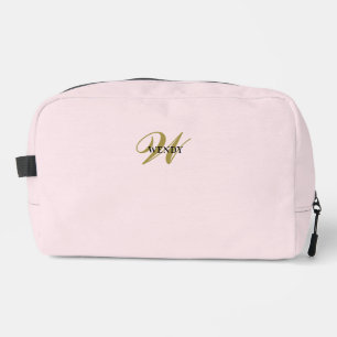 Neceser Monograma femenino elegante de rosa claro y dorado