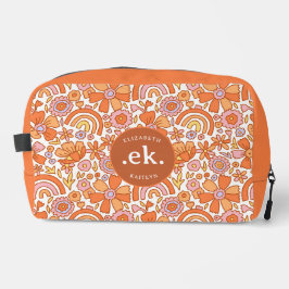 Neceser Monograma Floral Naranja Retro Groovy
