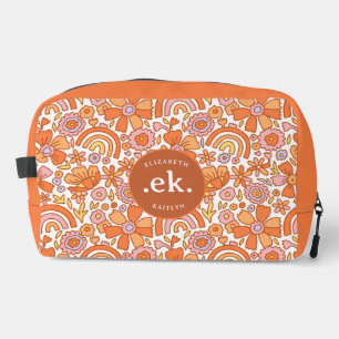 Neceser Monograma Floral Naranja Retro Groovy
