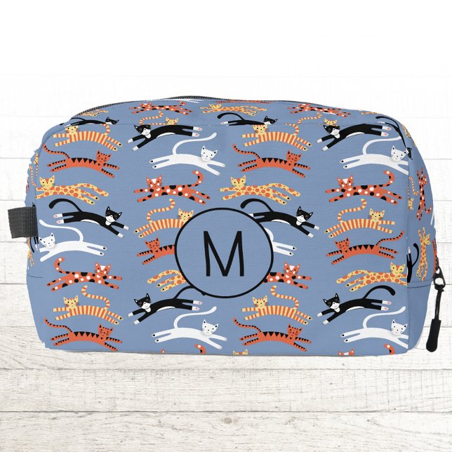 Neceser Monograma Gato Kitty Inicial Personalizado (Fun kitty cat personalized monogram initial zip bag Dopp kit)