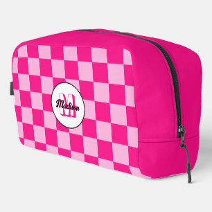 Neceser Monograma geométrico rosa caliente a cuadros retro
