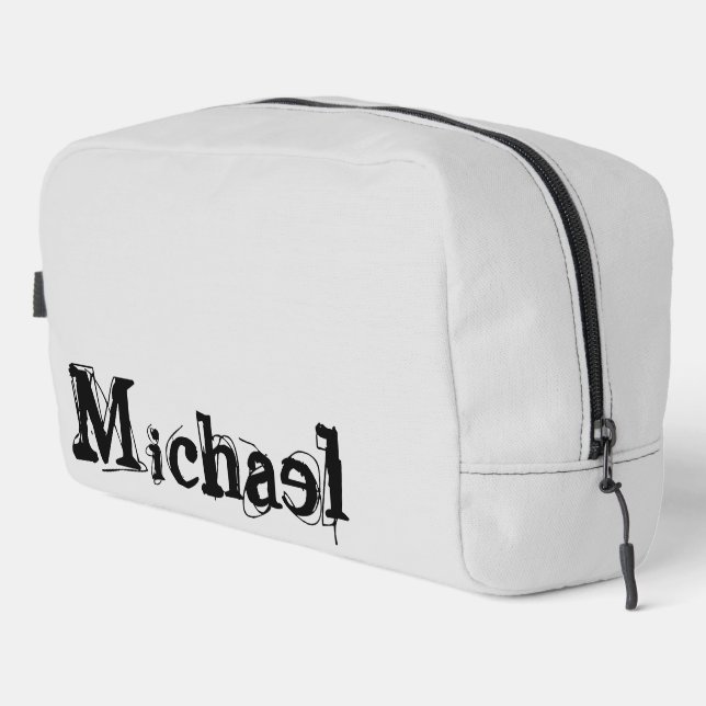 Neceser Monograma minimalista moderno con nombre gris negr (Esquina derecha)