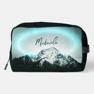 Neceser Monograma misterioso de neón azul de montaña nevad
