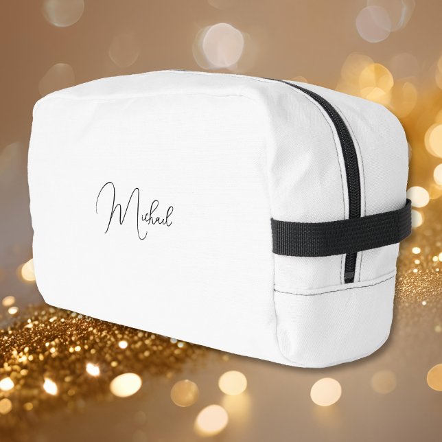 Neceser Monograma moderno negro y blanco: mujeres viajan (Modern Black and White Monogram Mens Womens Travel Dopp Kit)