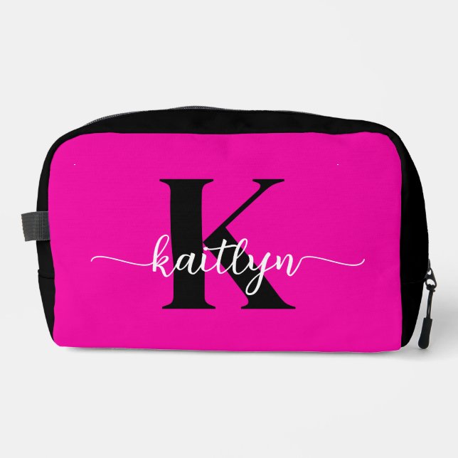 Neceser Monograma negro rosado caliente (Anverso)