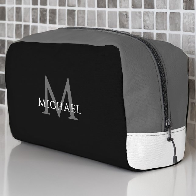 Neceser Monograma Negro – Viaje de fin de semana de golf p (Black Monogram – Groomsman Golf Weekend Travel Dopp Kit)