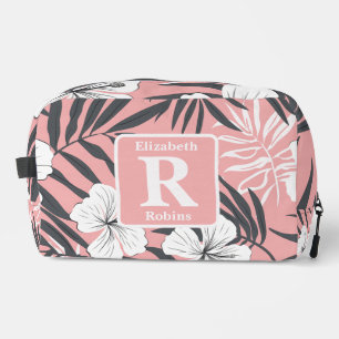 Neceser Monograma personalizado del hibisco rosa tropical
