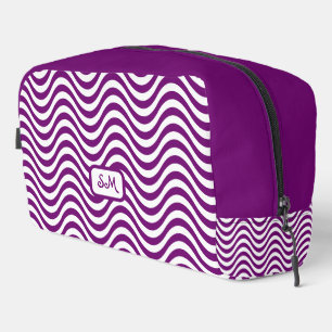 Neceser Monograma Rayas de onda blanca púrpura Psicodélica
