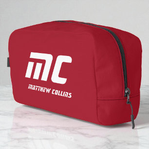 Neceser Monograma Rojo Sólido Nombre del novio Texto simpl