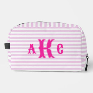 Neceser Monograma Rosa Lila Rayado Preppy Personalizado